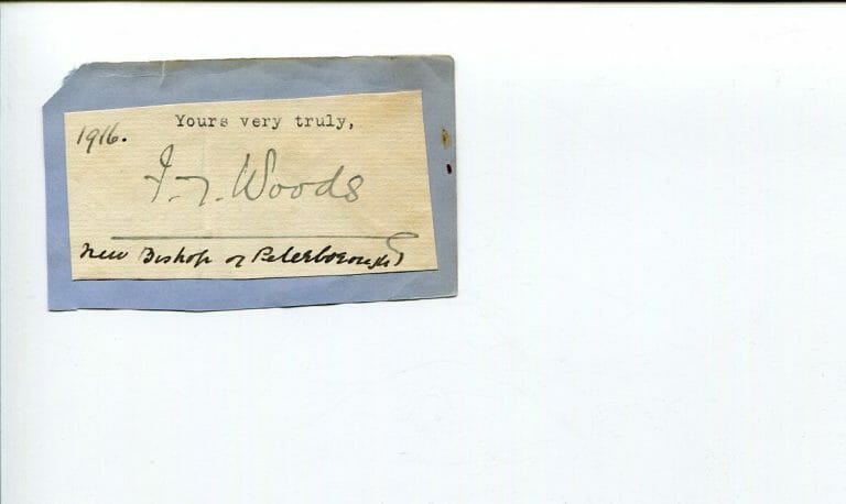 FRANK WOODS BISHOP OF PETERBOROUGH WINCHESTER CLERGY SIGNED AUTOGRAPH
 COLLECTIBLE MEMORABILIA