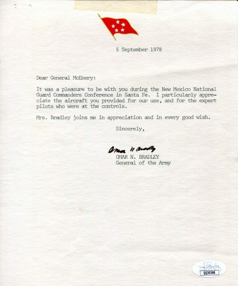 GENERAL OMAR BRADLEY WWII JOINT CHIEFS ARMY FOOTBALL SIGNED AUTOGRAPH LETTER JSA
 COLLECTIBLE MEMORABILIA