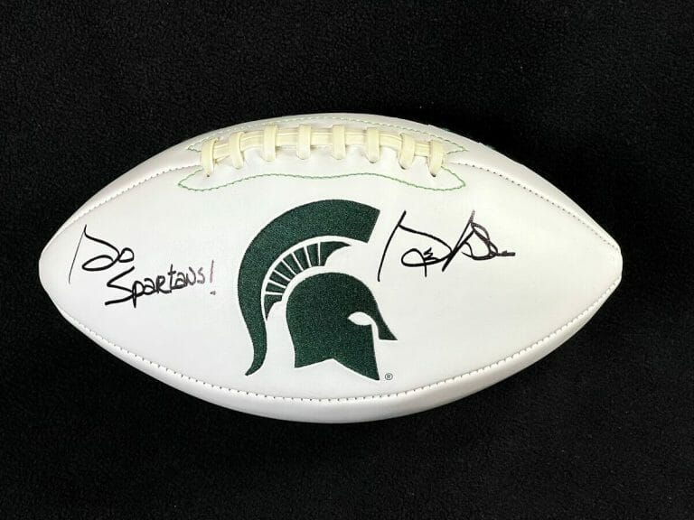 GEORGE BLAHA SIGNED & INSCRIBED MICHIGAN STATE SPARTANS RAWLINGS FOOTBALL
 COLLECTIBLE MEMORABILIA