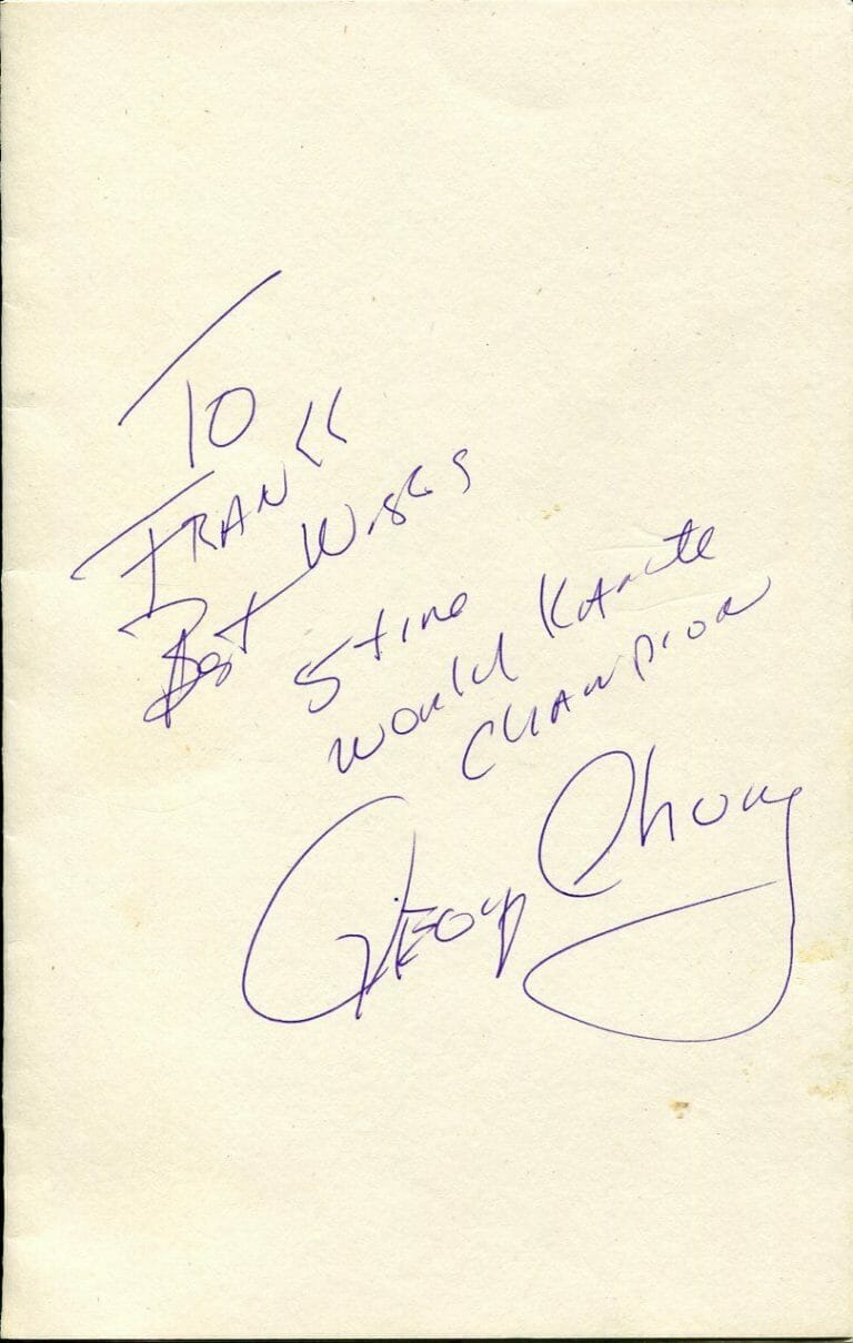GEORGE CHUNG 5X WORLD KARATE CHAMPION HAWKEYE STAR SIGNED AUTOGRAPH PROGRAM
 COLLECTIBLE MEMORABILIA