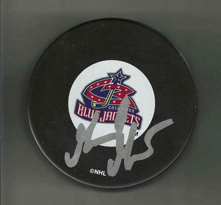 GERARD GALLANT SIGNED COLUMBUS BLUE JACKETS ORIGINAL LOGO PUCK NEW YORK RANGERS
 COLLECTIBLE MEMORABILIA
