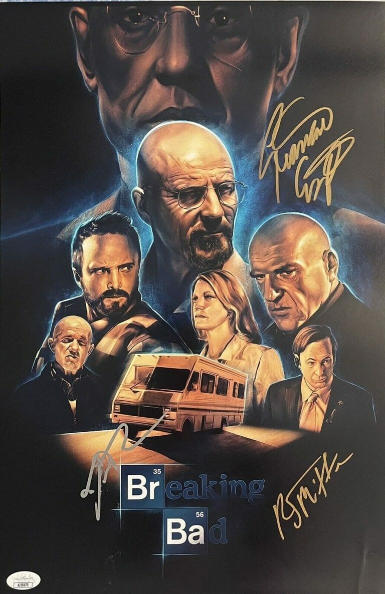 GIANCARLO ESPOSITO JESSE PLEMONS RJ MITTE SIGNED 12×18 BREAKING BAD PSA/DNA
 COLLECTIBLE MEMORABILIA