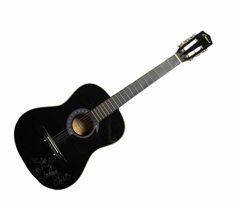GLORIANA AUTOGRAPHED SIGNED CRESCENT ACOUSTIC GUITAR UACC AFTAL RACC TS
 COLLECTIBLE MEMORABILIA