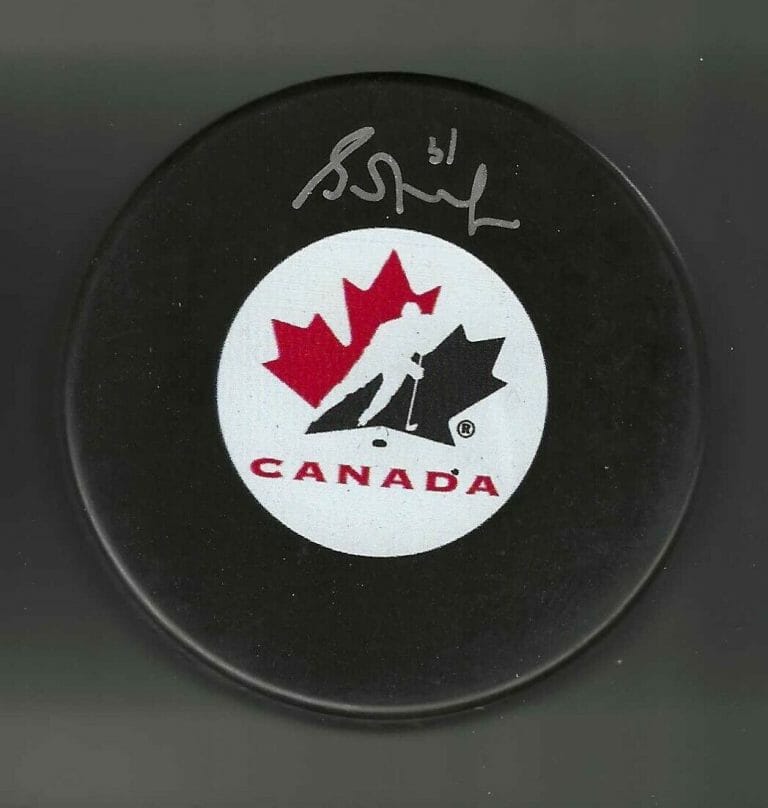 GRANT FUHR SIGNED TEAM CANADA HOCKEY PUCK OILERS KINGS BLUES FLAMES MAPLE LEAFS
 COLLECTIBLE MEMORABILIA