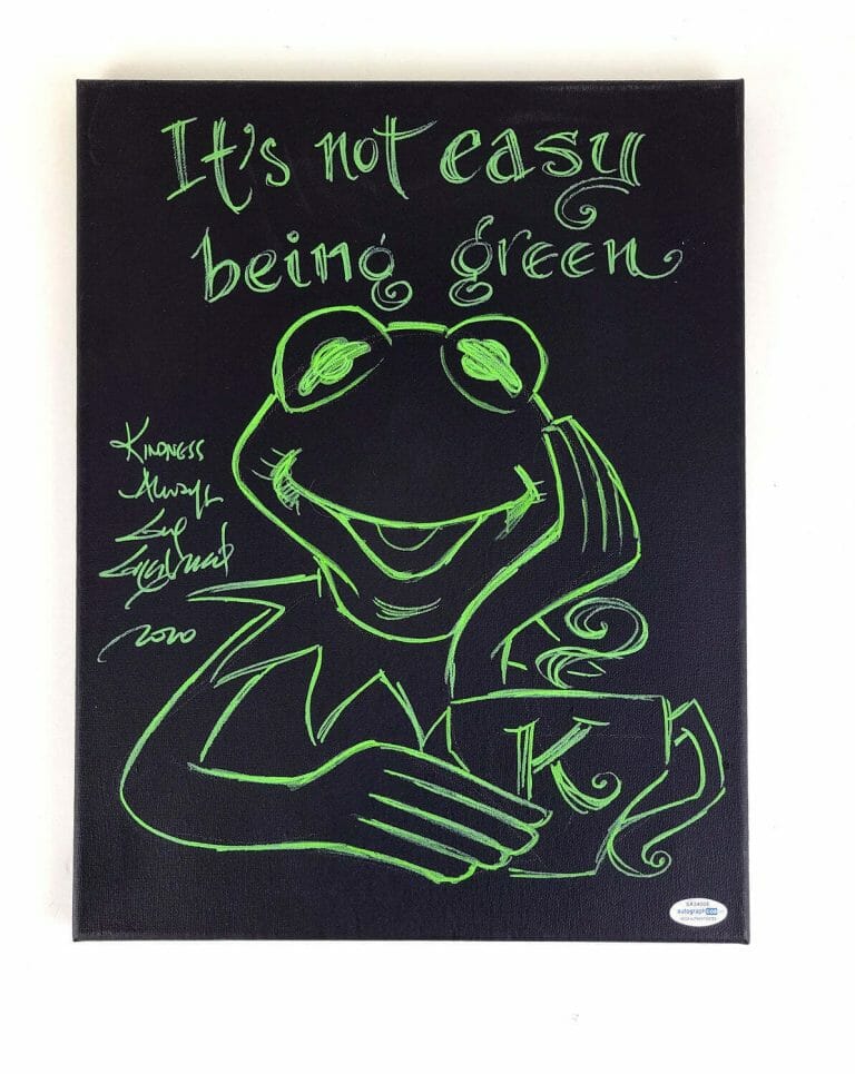 GUY GILCHRIST HAND DRAWN AUTOGRAPHED KERMIT MUPPETS ART CANVAS ACOA
 COLLECTIBLE MEMORABILIA