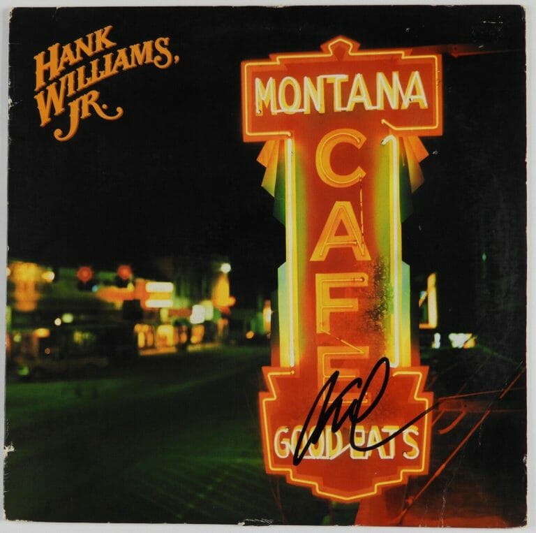 HANK WILLIAMS JR JSA SIGNED AUTOGRAPH ALBUM RECORD VINYL MONTANA CAFE
 COLLECTIBLE MEMORABILIA