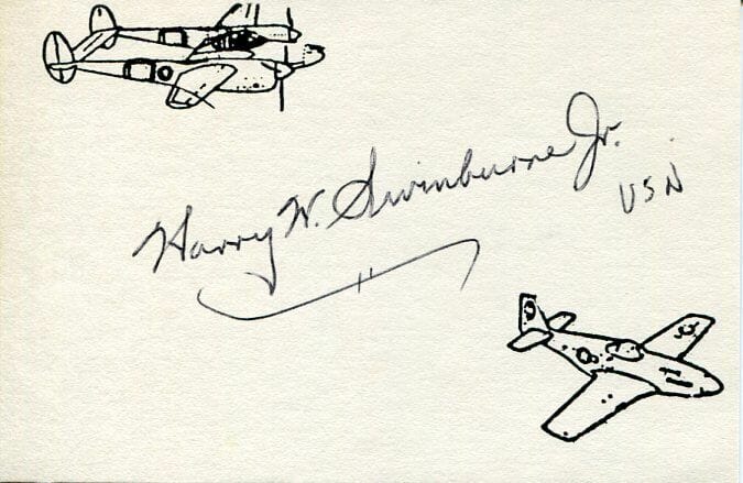 HARRYN SWINBURNE JR USN NAVY WWII WAR FIGHTER PILOT ACE 3X DFC SIGNED AUTOGRAPH
 COLLECTIBLE MEMORABILIA