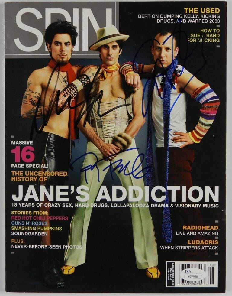 Jane's Addiction JSA Autograph Signed Spin Magazine Dave Navarro Perry