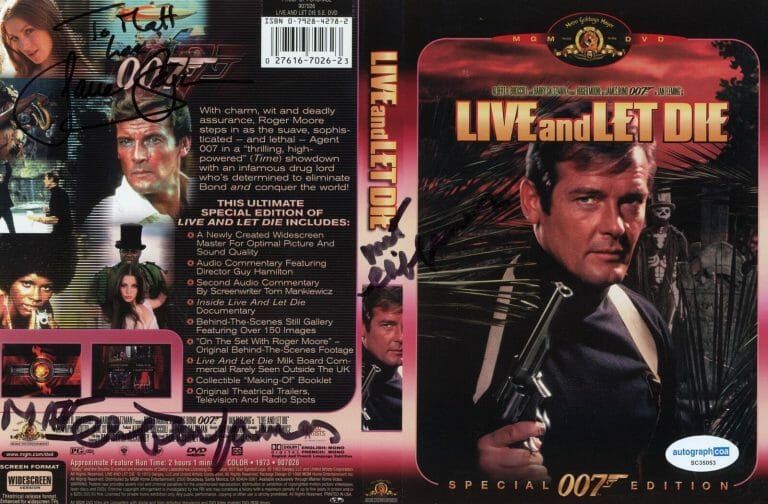 JANE SEYMOUR & CLIFTON JAMES “LIVE AND LET DIE” AUTOGRAPH SIGNED DVD COVER ACOA
 COLLECTIBLE MEMORABILIA