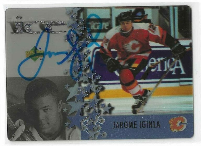 JAROME IGINLA SIGNED 1997/98 UPPER DECK ICE MCDONALDS CARD MCD 12 CALGARY FLAMES
 COLLECTIBLE MEMORABILIA