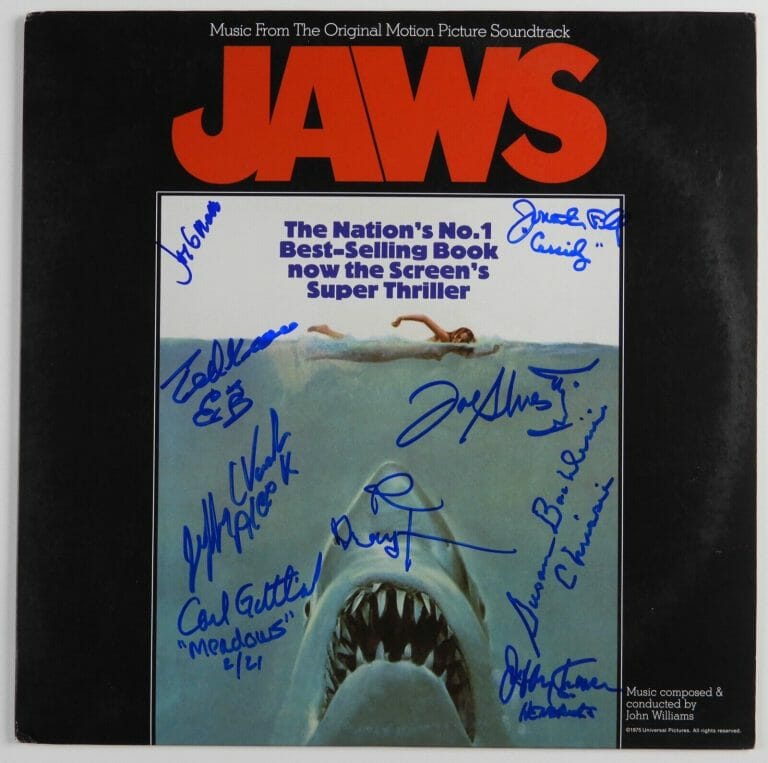 JAWS CAST JSA SIGNED AUTOGRAPH ALBUM SOUNDTRACK LP RICHARD DREYFUSS + 8
 COLLECTIBLE MEMORABILIA