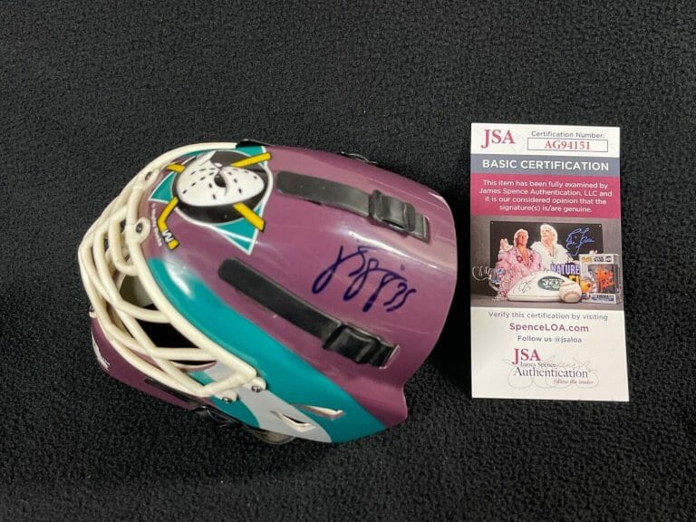 JEAN-SEBASTIEN GIGUERE SIGNED ANAHEIM MIGHTY DUCKS MINI GOALIE MASK JSA COA
 COLLECTIBLE MEMORABILIA