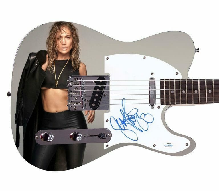 JENNIFER LOPEZ AUTOGRAPHED SIGNED CUSTOM PHOTO GRAPHICS GUITAR ACOA ACOA JSA
 COLLECTIBLE MEMORABILIA