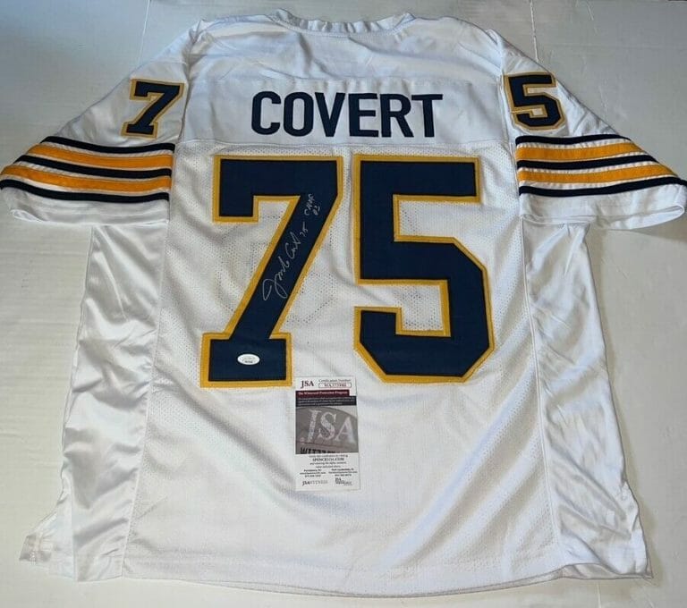 JIM JIMBO COVERT PITT PANTHERS SIGNED WHITE CUSTOM JERSEY W/ CHOF JSA WITNESSED
 COLLECTIBLE MEMORABILIA