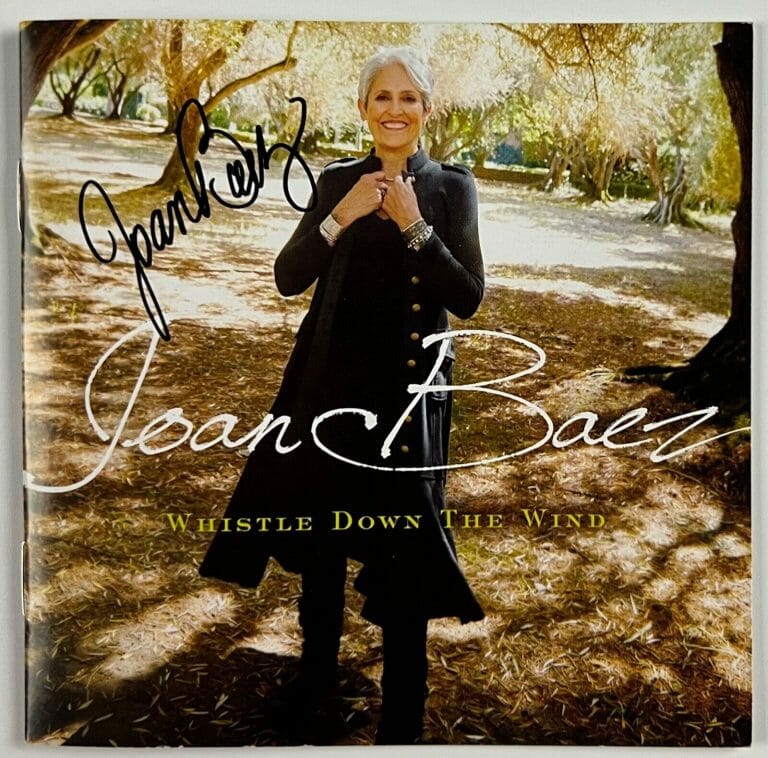 JOAN BAEZ SIGNED AUTOGRAPH BECKETT CD BOOKLET WHISTLE DOWN THE WIND
 COLLECTIBLE MEMORABILIA