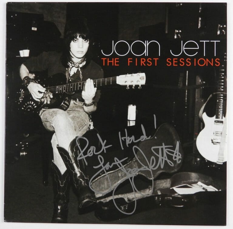 JOAN JETT JSA SIGNED AUTOGRAPH ALBUM VINYL RECORD THE FIRST SESSIONS B&W VINYL
 COLLECTIBLE MEMORABILIA