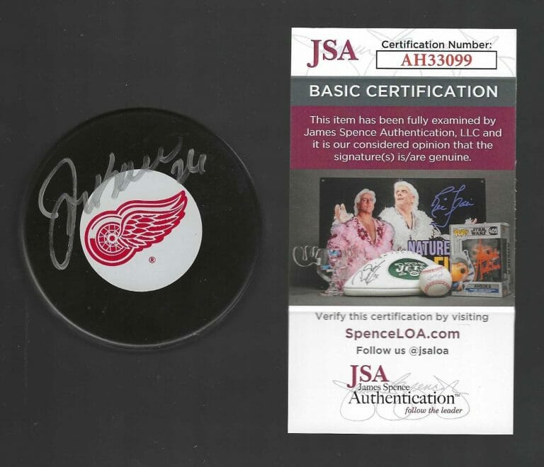 JOE KOCUR SIGNED DETROIT RED WINGS PUCK JSA COA
 COLLECTIBLE MEMORABILIA