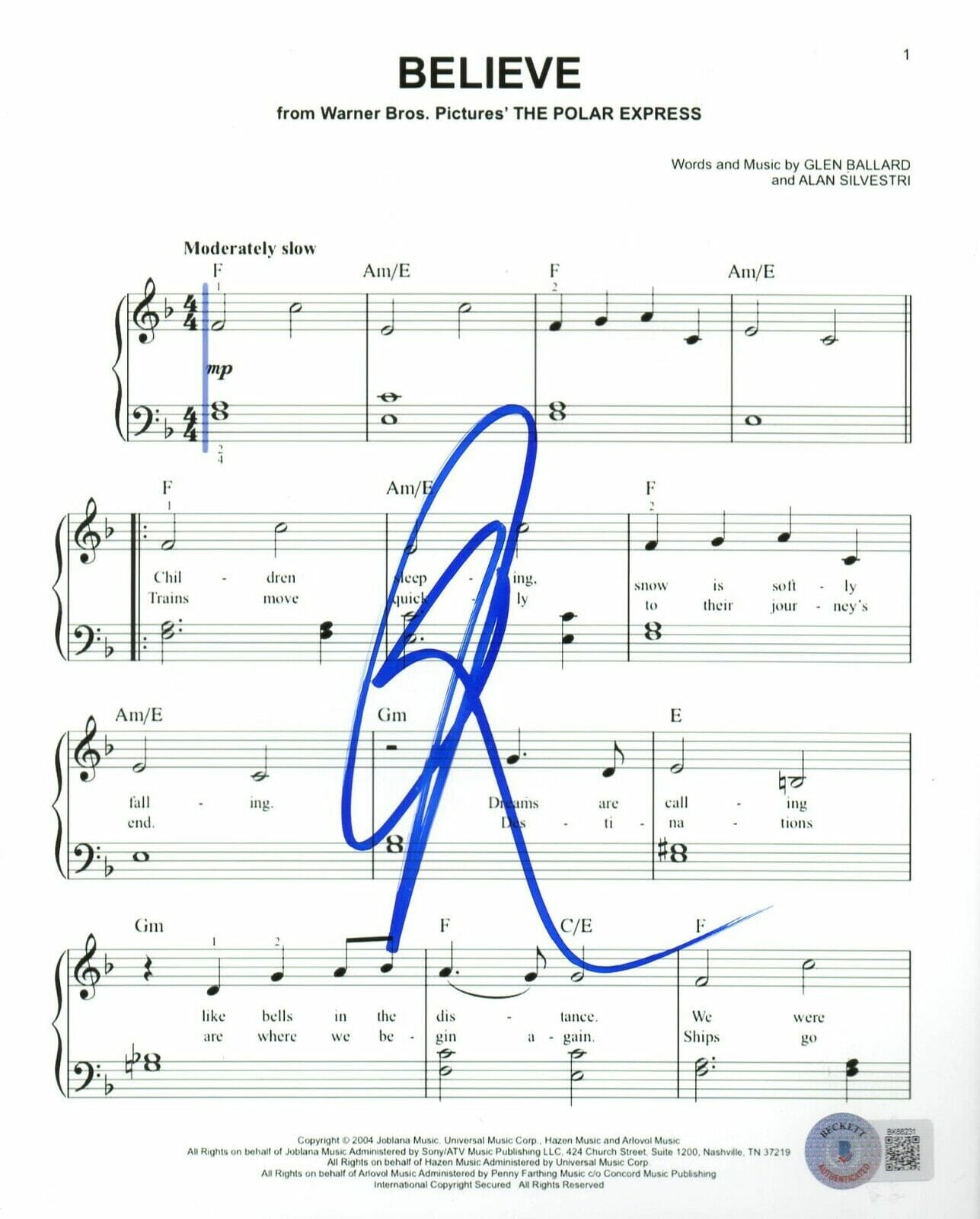Josh Groban Signed Sheet Music Believe The Polar Express Autograph Beckett Opens In A New Window 