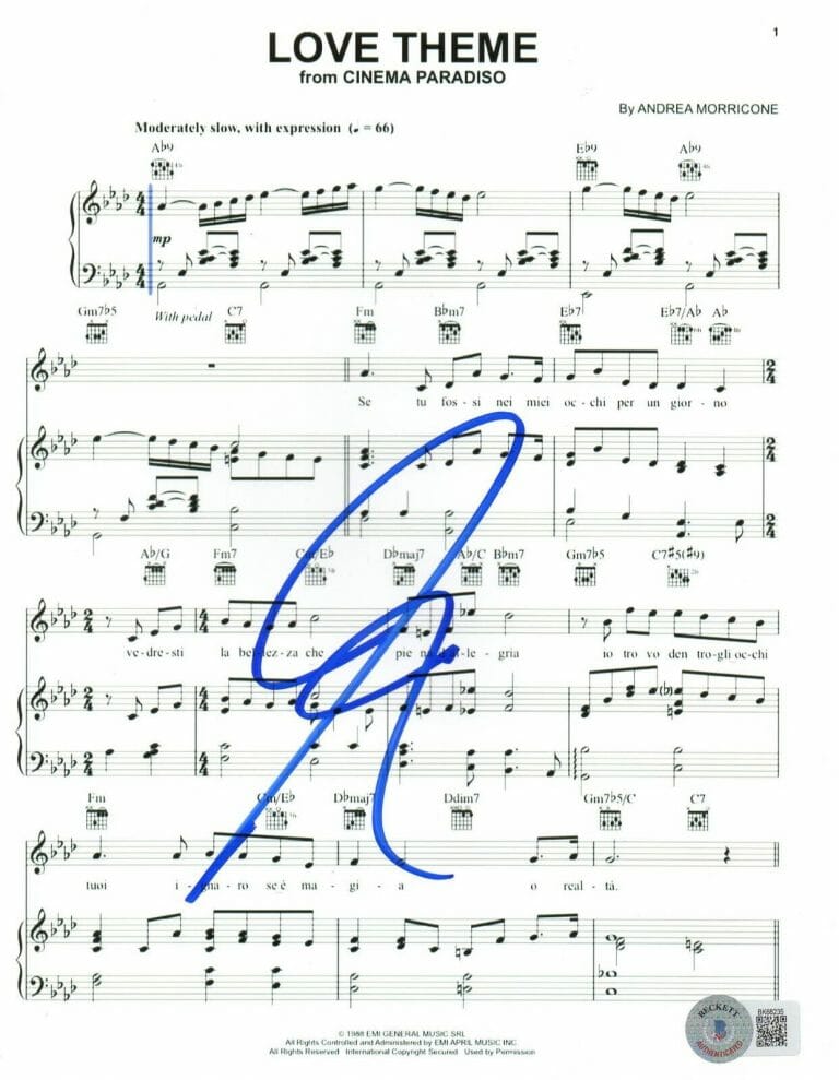 JOSH GROBAN SIGNED SHEET MUSIC LOVE THEME CINEMA PARADISO AUTOGRAPH BECKETT
 COLLECTIBLE MEMORABILIA