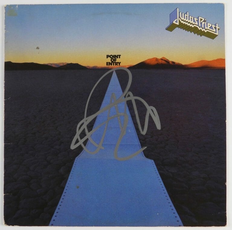JUDAS PRIEST ROB HALFORD SIGNED JSA AUTOGRAPH ALBUM RECORD VINYL POINT OF ENTRY
 COLLECTIBLE MEMORABILIA