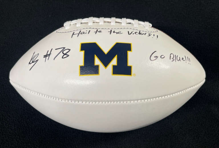 KENNETH GRANT SIGNED & MULTI INSCRIBED MICHIGAN WOLVERINES FOOTBALL JSA COA
 COLLECTIBLE MEMORABILIA