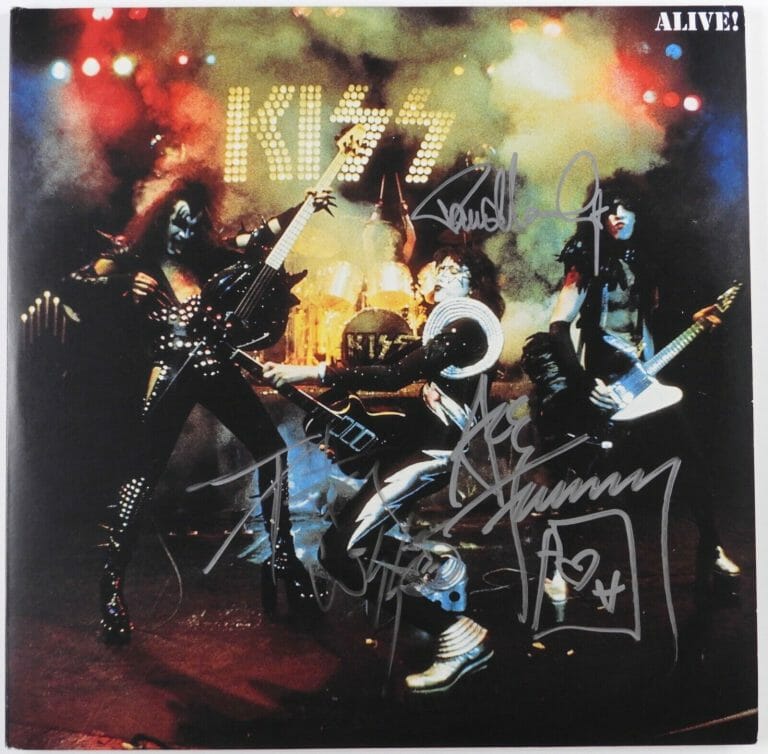 KISS JSA PAUL STANLEY PETER CRISS ACE AUTOGRAPH SIGNED RECORD ALBUM ALIVE
 COLLECTIBLE MEMORABILIA