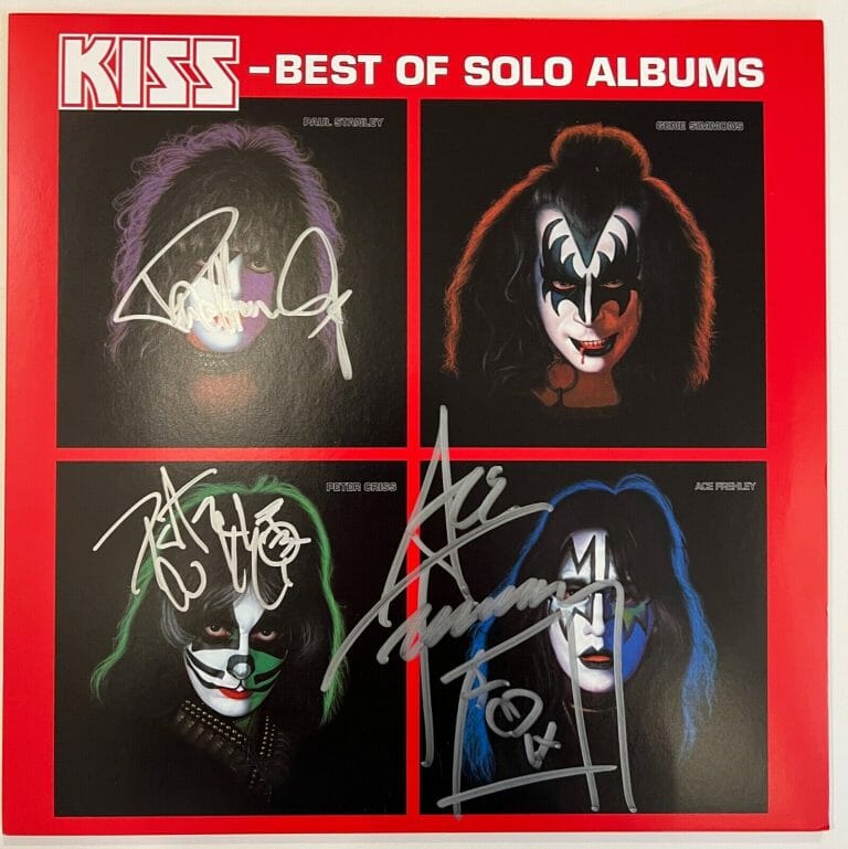 KISS PAUL STANLEY PETER CRISS ACE JSA AUTOGRAPH SIGNED ALBUM BEST OF SOLO ALBUMS
 COLLECTIBLE MEMORABILIA