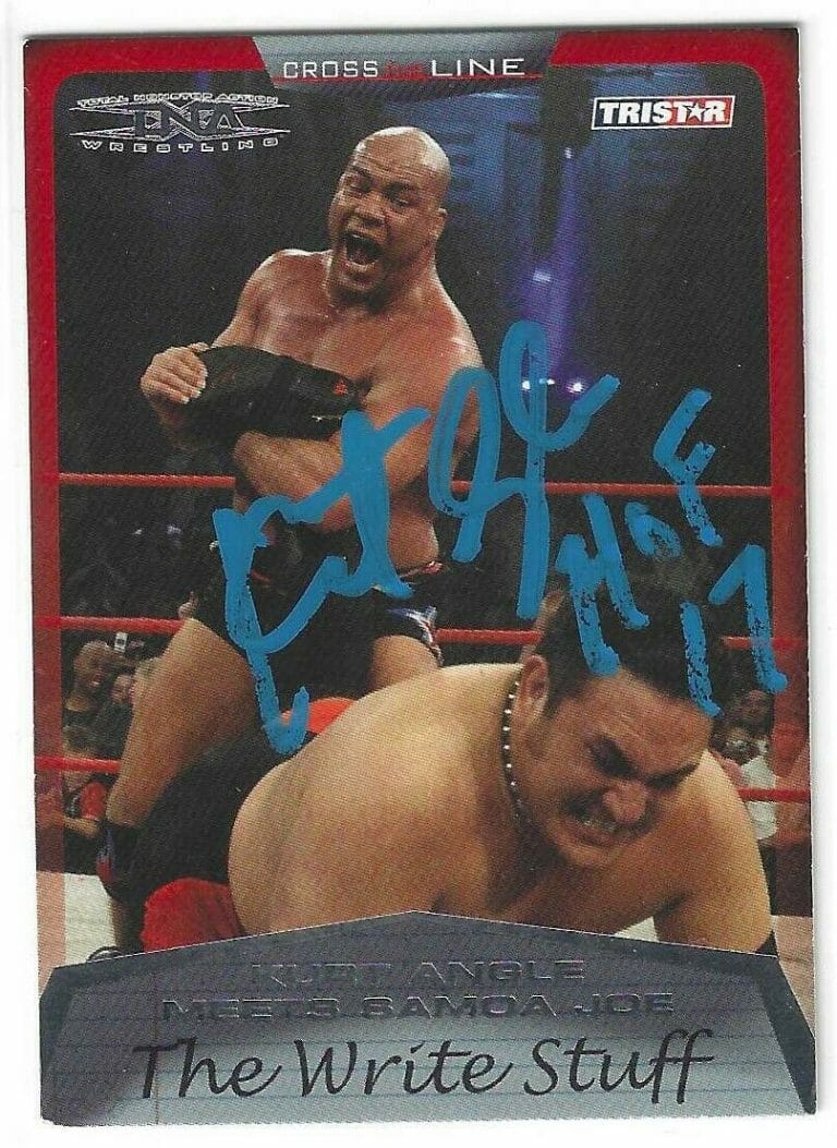 KURT ANGLE SIGNED 2008 TRISTAR TNA CARD #80 WWE
 COLLECTIBLE MEMORABILIA