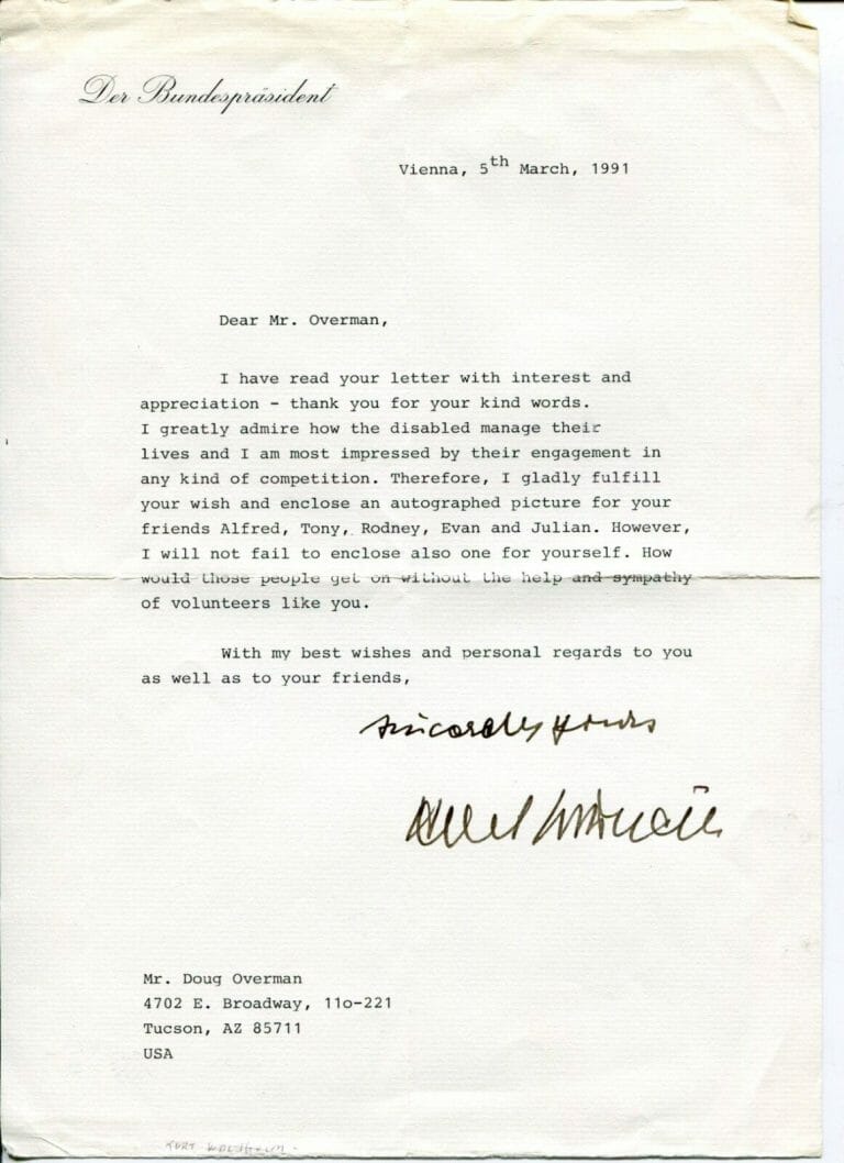 KURT WALDHEIM UN SECRETARY GENERAL AUSTRIA PRESIDENT SIGNED AUTOGRAPH TSL LETTER
 COLLECTIBLE MEMORABILIA