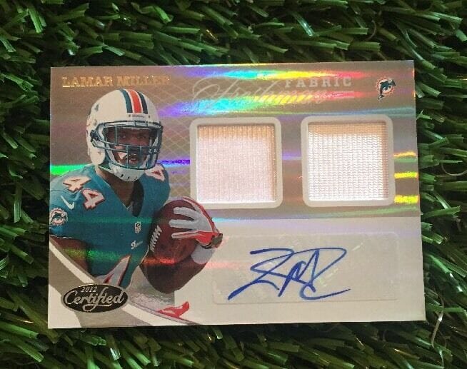 LAMAR MILLER 2012 CERTIFIED FRESHMAN FABRIC DUAL JERSEY AUTO RC #D /399
Opens in a new window or tab