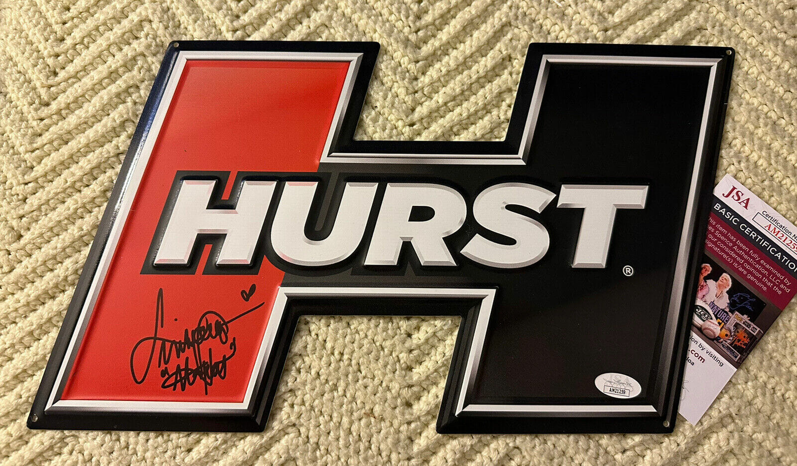 Linda Vaughn Signed Miss Hurst Shifter Metal Sign JSA Authenticated COA ...