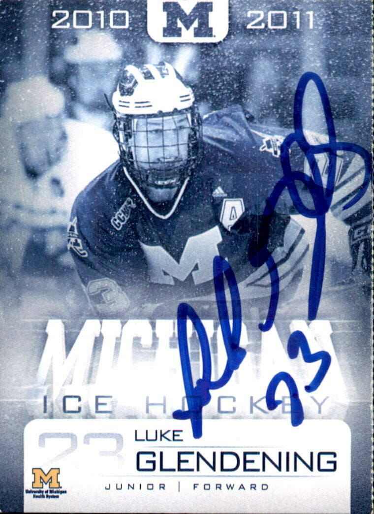 LUKE GLENDENING SIGNED 2010/11 MICHIGAN WOLVERINES TEAM ISSUED CARD
 COLLECTIBLE MEMORABILIA