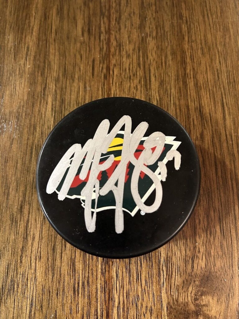MARCUS FOLIGNO MINNESOTA WILD SIGNED AUTOGRAPHED HOCKEY PUCK ‘MOOSE’
 COLLECTIBLE MEMORABILIA