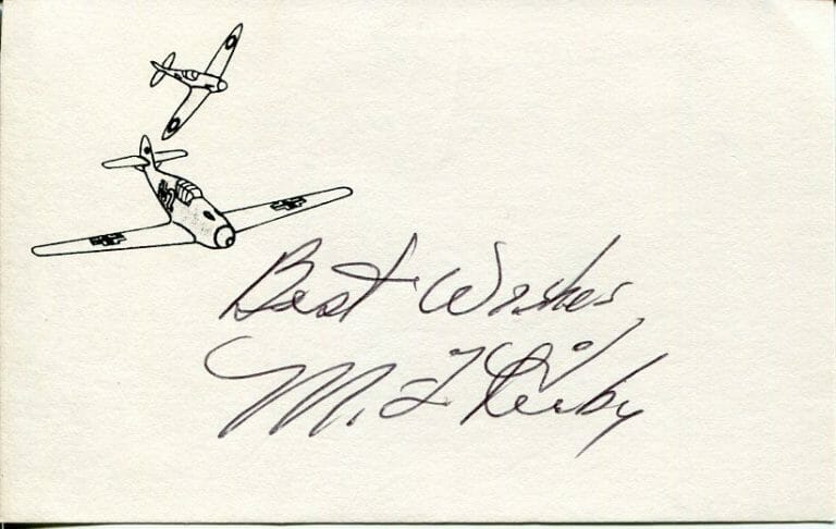 MARION KIRBY USAAF WWII WAR FIGHTER PILOT ACE P-38 DFC SIGNED AUTOGRAPH
 COLLECTIBLE MEMORABILIA
