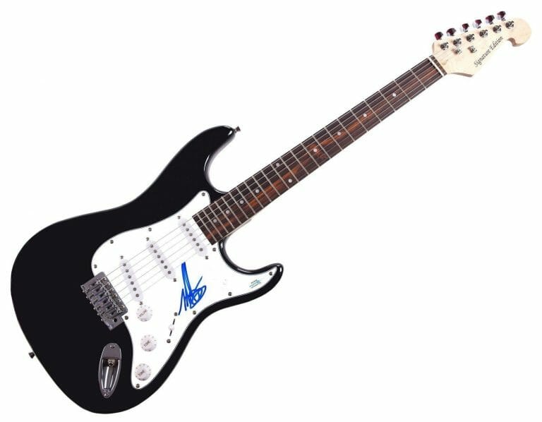 MARK HOPPUS BLINK 182 AUTOGRAPHED SIGNED GUITAR WITH EXACT VIDEO PROOF ACOA
 COLLECTIBLE MEMORABILIA
