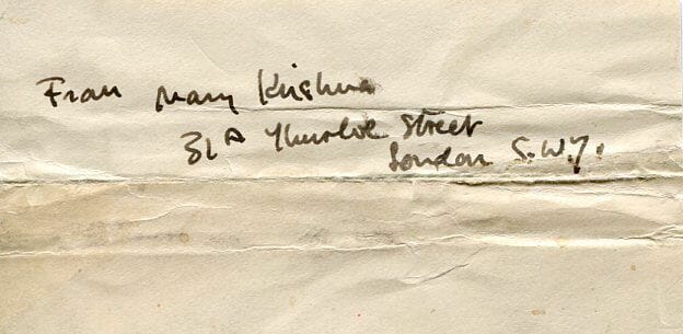 MARY KRISHNA 1908-1968 ARTIST PAINTER ROYAL COLLEGE OF ART SIGNED AUTOGRAPH
 COLLECTIBLE MEMORABILIA