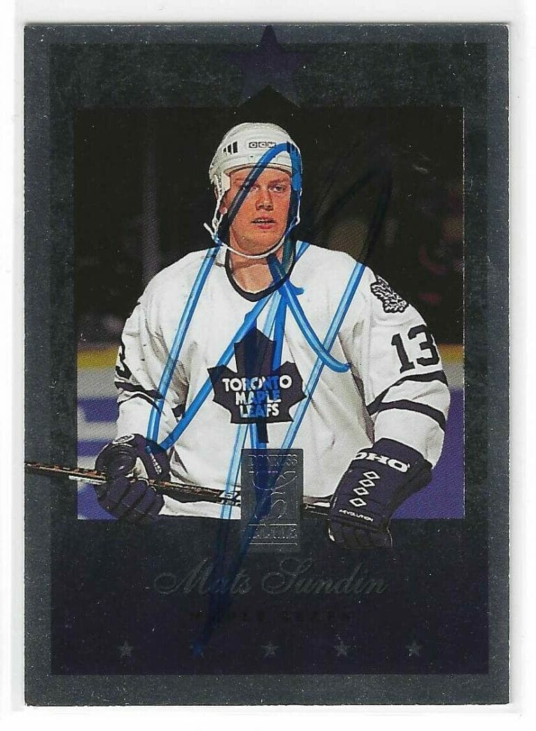 MATS SUNDIN SIGNED 1995/96 DONRUSS ELITE CARD #72 TORONTO MAPLE LEAFS
 COLLECTIBLE MEMORABILIA