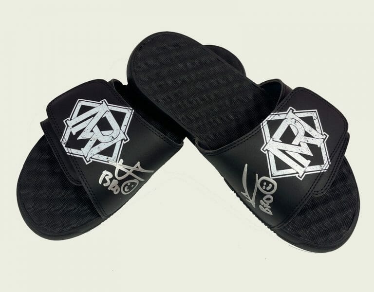 MATT RIDDLE SIGNED WWE RAW “ORIGINAL BRO” PAIR OF FLIP FLOPS JSA COA RK-BRO SZ 9
 COLLECTIBLE MEMORABILIA
