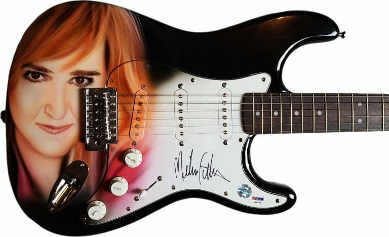 MELISSA ETHERIDGE SIGNED FENDER HAND AIRBRUSHED PAINTING GUITAR UACC AFTAL PSA
 COLLECTIBLE MEMORABILIA
