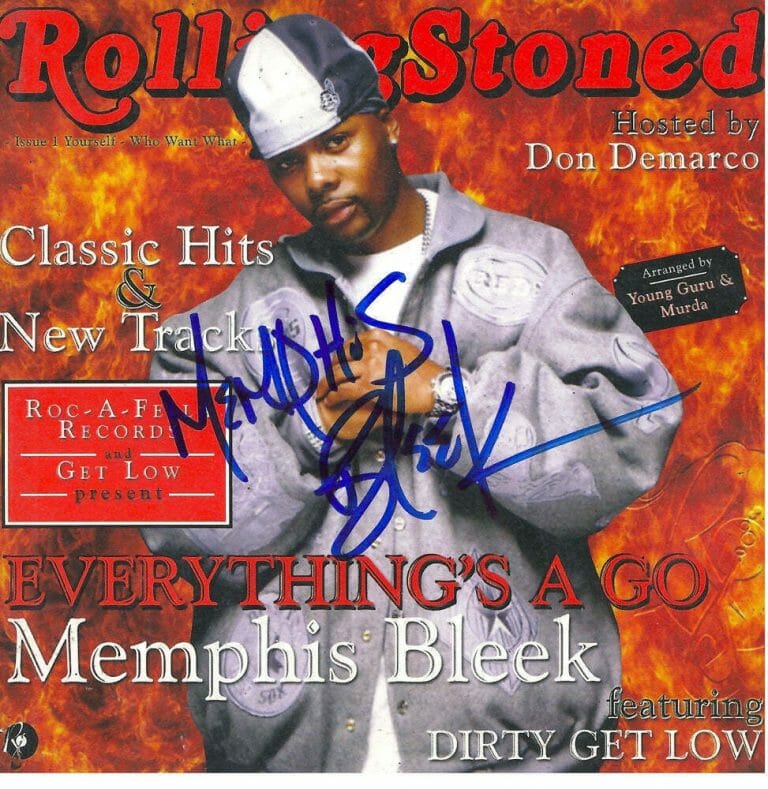 MEMPHIS BLEEK AUTOGRAPHED ROLLING STONED CD COVER RD
 COLLECTIBLE MEMORABILIA