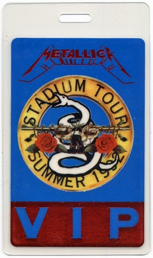 Metallica w/ Guns N' Roses 1992 concert tour authentic Laminated ...