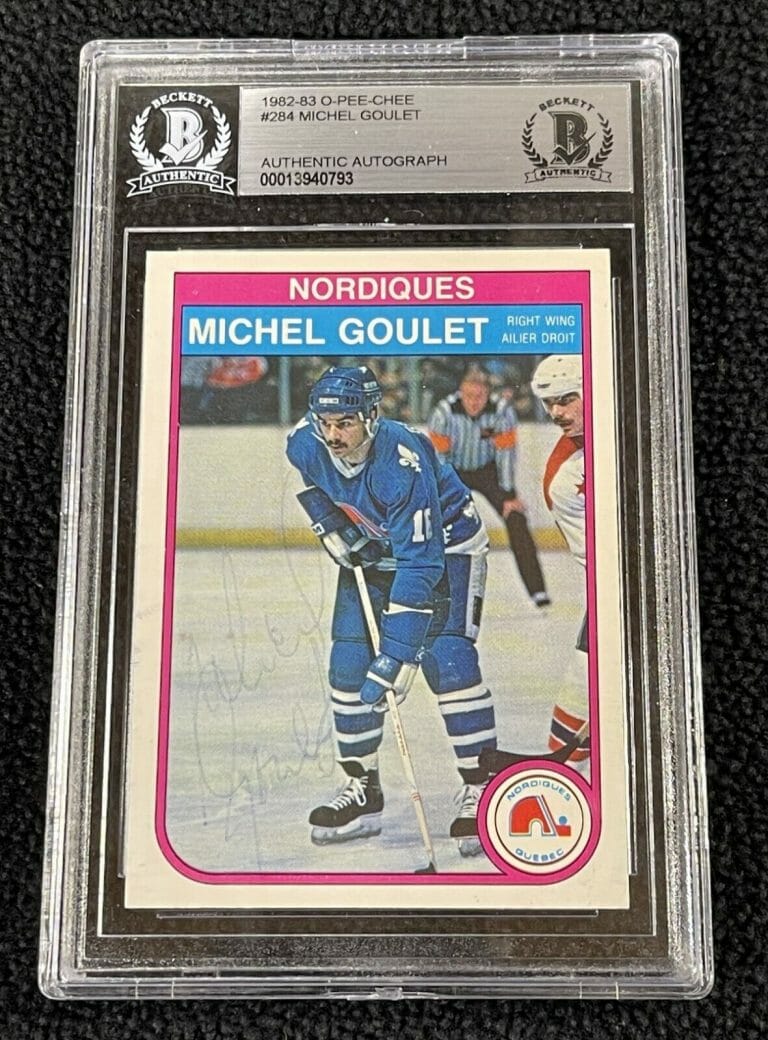 MICHAEL GOULET SIGNED 1982/83 O-PEE-CHEE CARD #284 BECKETT CERTIFIED NORDIQUES
 COLLECTIBLE MEMORABILIA
