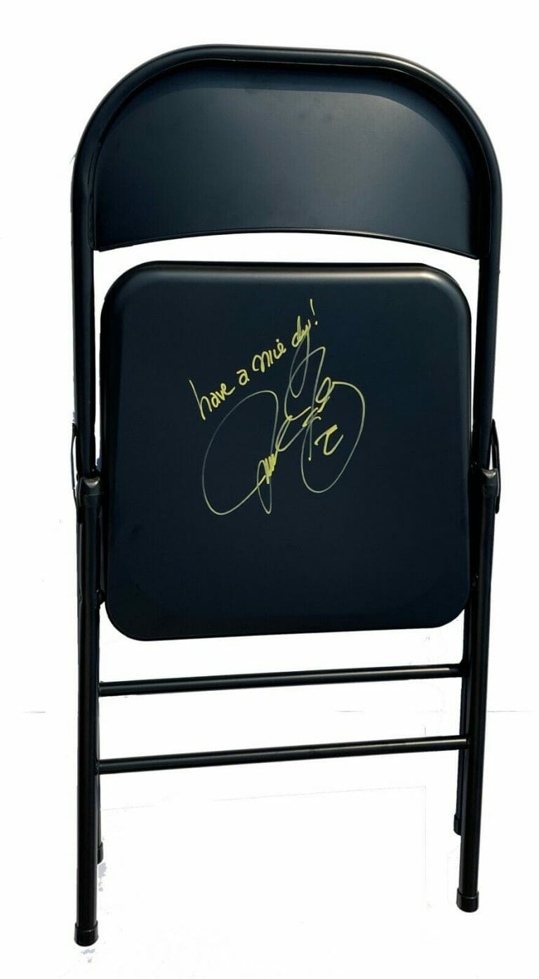 MICK FOLEY SIGNED & INSCRIBED STEEL CHAIR WWE WWF WCW ECW TNA JSA COA
 COLLECTIBLE MEMORABILIA
