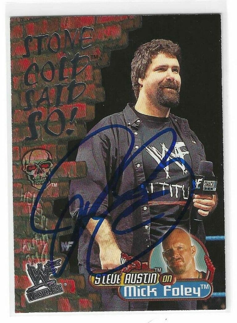MICK FOLEY SIGNED 2001 FLEER WWF WRESTLE MANIA CARD #12 OF 15 SC WWE
 COLLECTIBLE MEMORABILIA