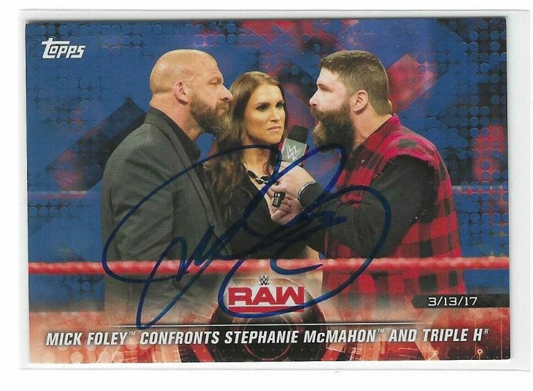 MICK FOLEY SIGNED 2018 TOPPS WWE RAW CARD #18 85/99
 COLLECTIBLE MEMORABILIA