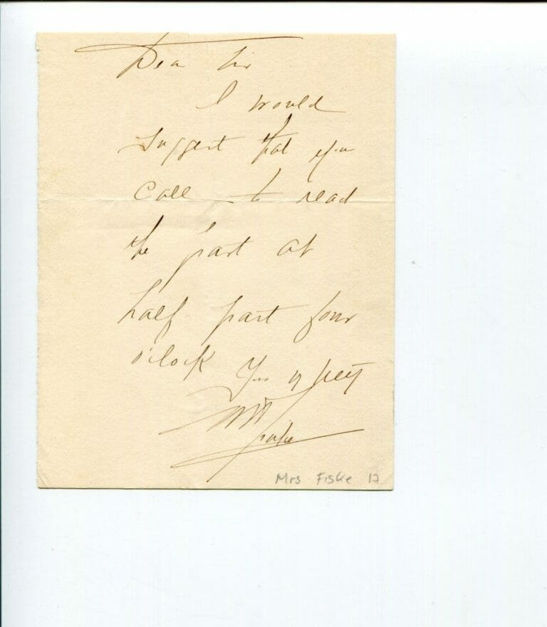 MINNIE MADDERN FISKE MRS. FISKE LEADING AMERICAN ACTRESS SIGNED AUTOGRAPH LETTER
 COLLECTIBLE MEMORABILIA