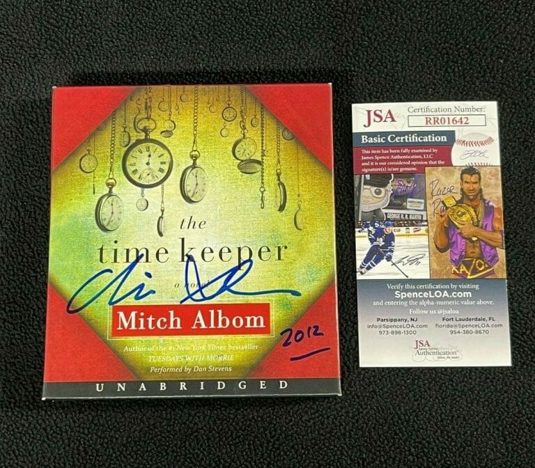 MITCH ALBOM SIGNED “THE TIMEKEEPER” NOVEL AUDIOBOOK JSA COA
 COLLECTIBLE MEMORABILIA