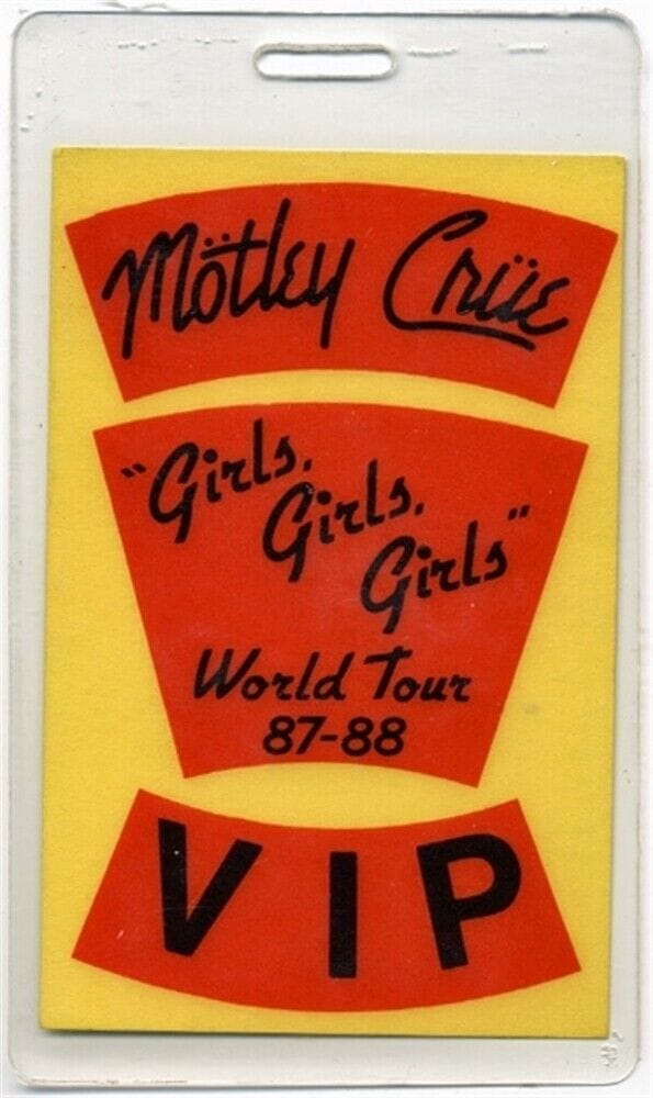 Motley Crue 1987 Girls Girls Girls tour vintage VIP Laminated Backstage