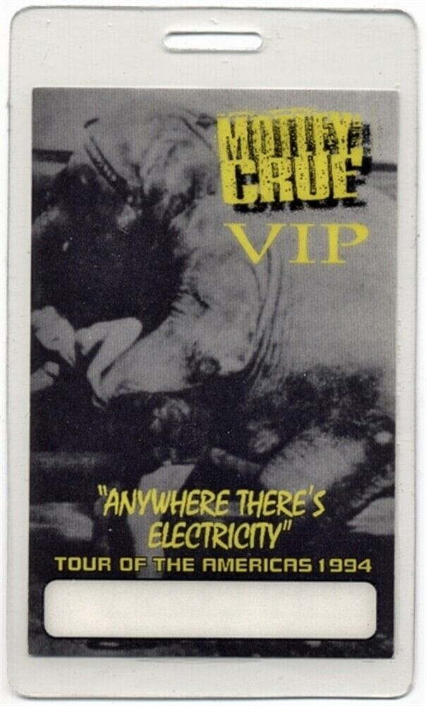 Motley Crue 1994 Anywhere Theres Electricity Tour Vip Laminated Backstage Pass Opens In A New 4879