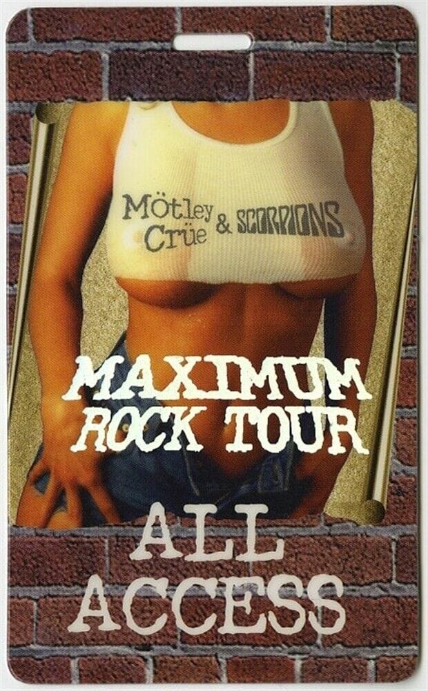 Motley Crue 2000 Maximum Rock Concert Tour W Scorpions Laminated Backstage Pass Opens In A New 0335